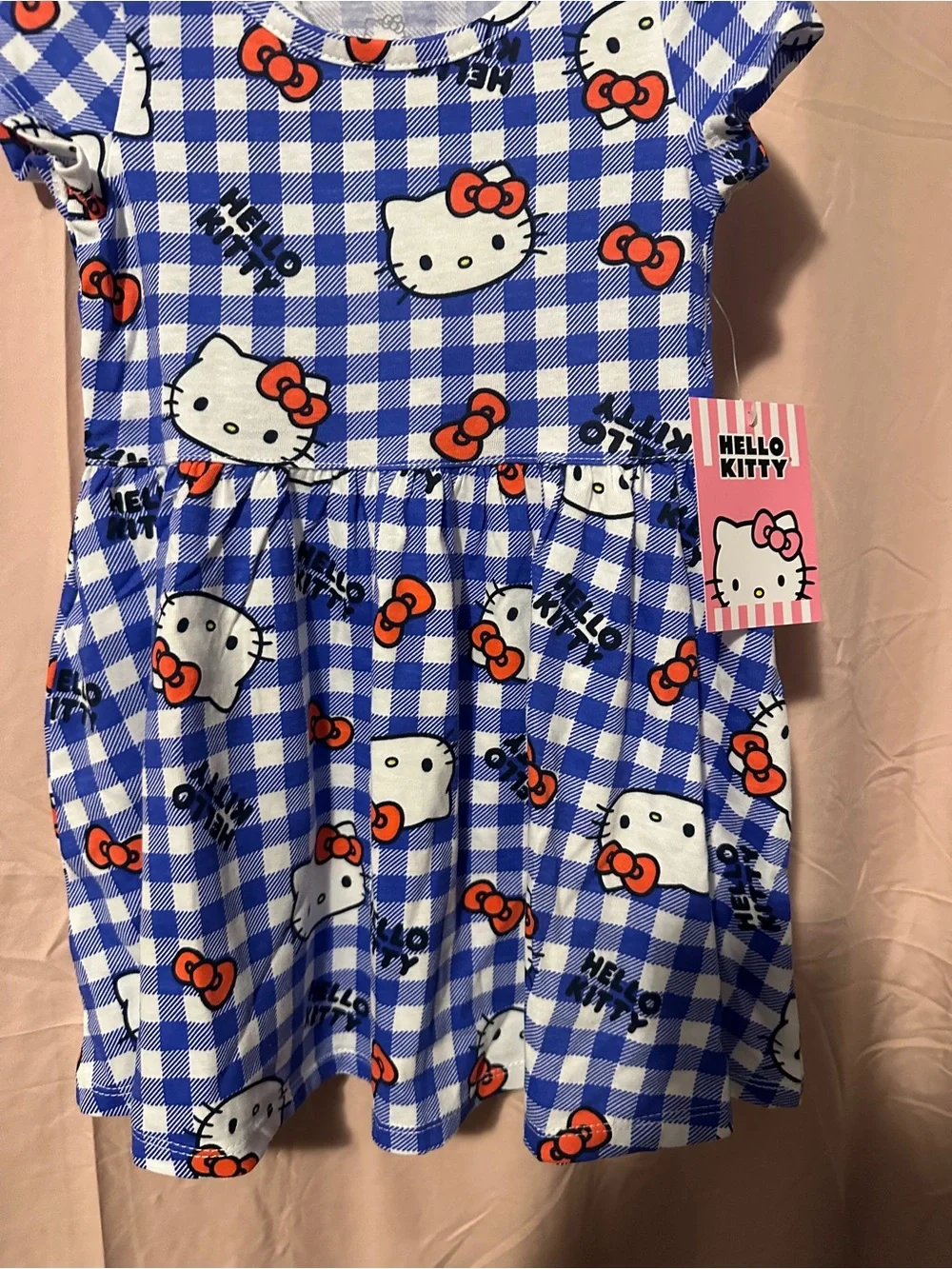 Hello Kitty Blue Gingham Dress with red Bows